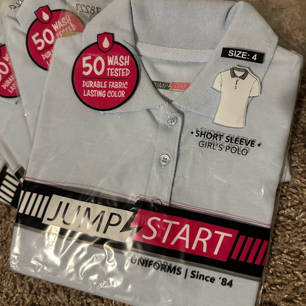 Light Blue Short Sleeve Girl's Polo